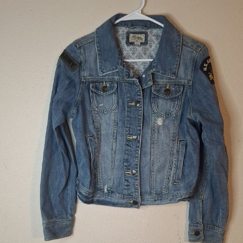 Heritage Blue Denim Jacket with patches size large